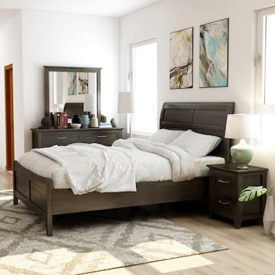 Inyx Transitional Walnut Wood 4-piece Panel Bedroom Set with USB Port by Furniture of America
