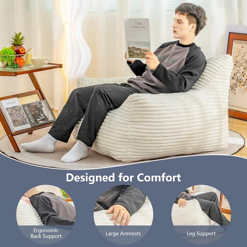 Bean Bag Chair for Adults with Armrests, Oversized Comfy Beanbag Lounge Lazy Floor Sofa Chair
