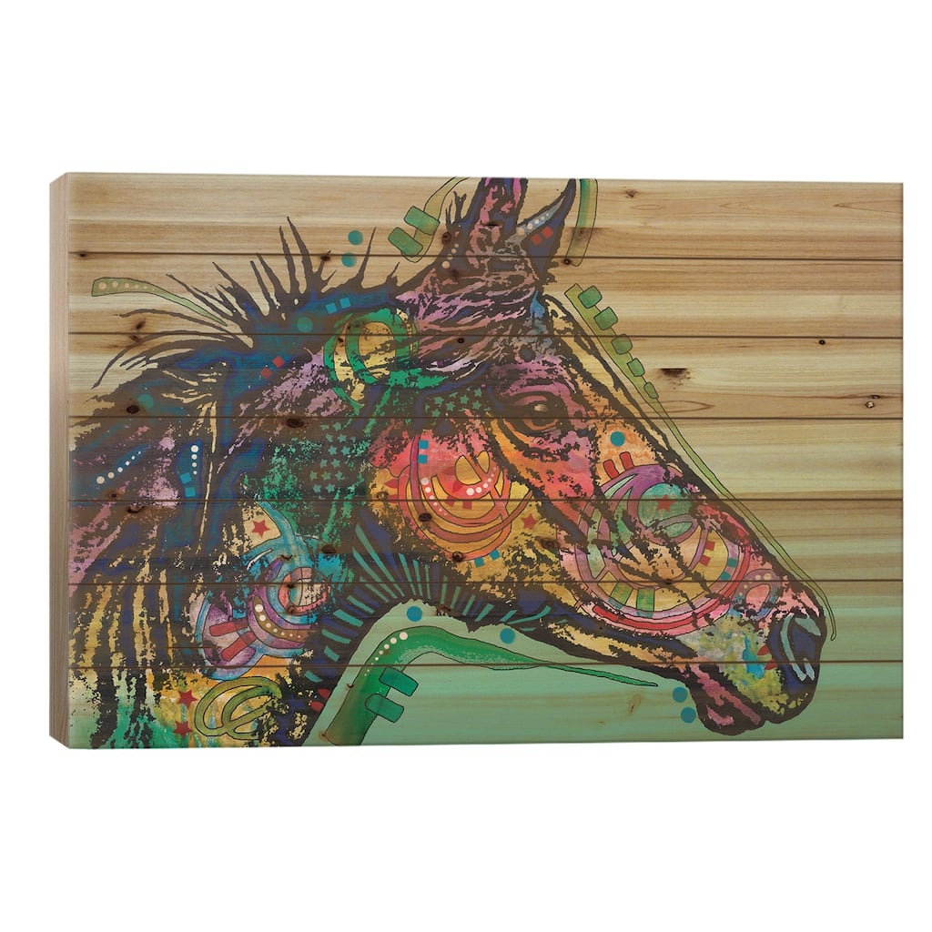 Basha, Horse Print On Wood by Dean Russo - Multi-Color
