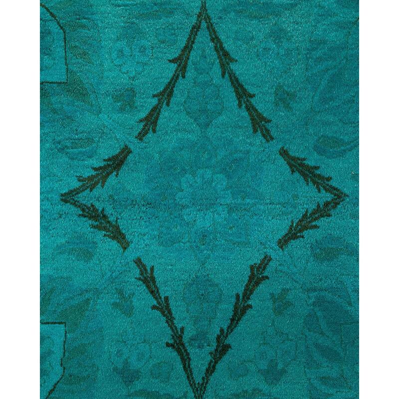 Fine Vibrance, One-of-a-Kind Hand-Knotted Area Rug - Green, 9' 2" x 12' 5" - 9' 2" x 12' 5"