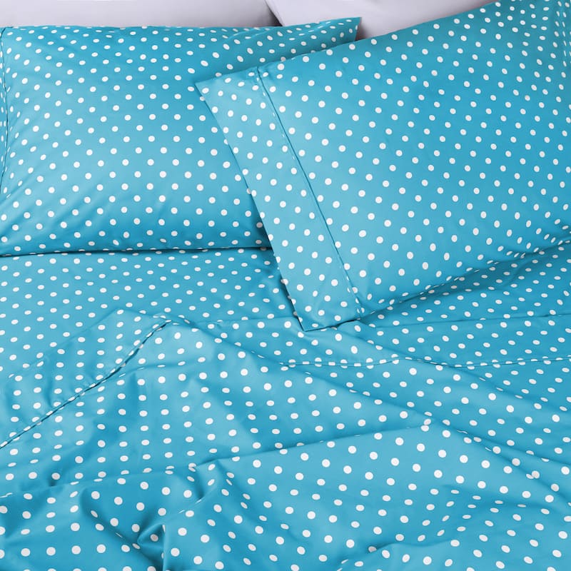 Superior Thread Count 600TC Cotton Blend Polka Dot Bed Sheet Set