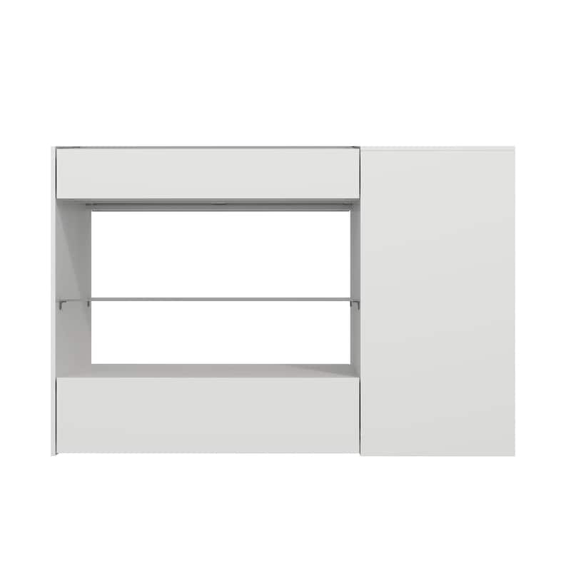 White Dresser Island Modern Bedroom Storage w/Tempered Glass Detailing