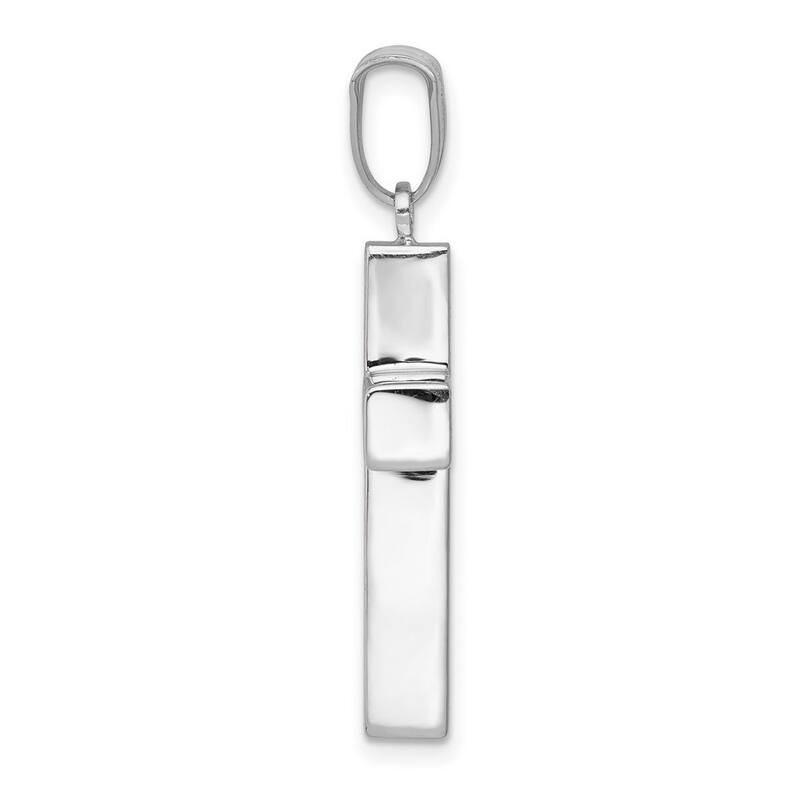 Curata 14k White Gold 18" Polished Hollow Cross Pendant Necklace