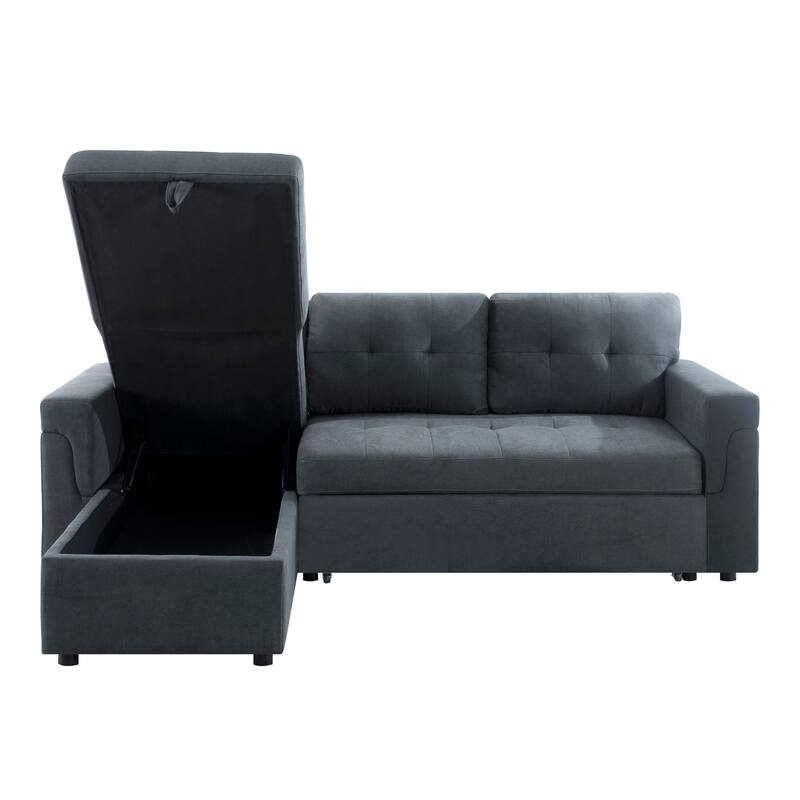 Perry Modern Reversible Sleeper Sectional Sofa with Storage Chaise, Pullout Sleeper Sofa Couch Bed for Living Room