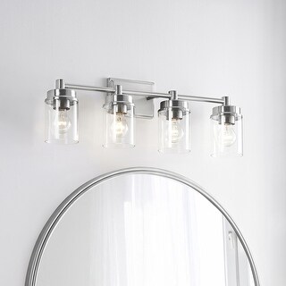KAWOTI 4-light Modern Dimmable Bathroom Vanity Light with Clear Glass - Bronze - On Sale - Bed ...
