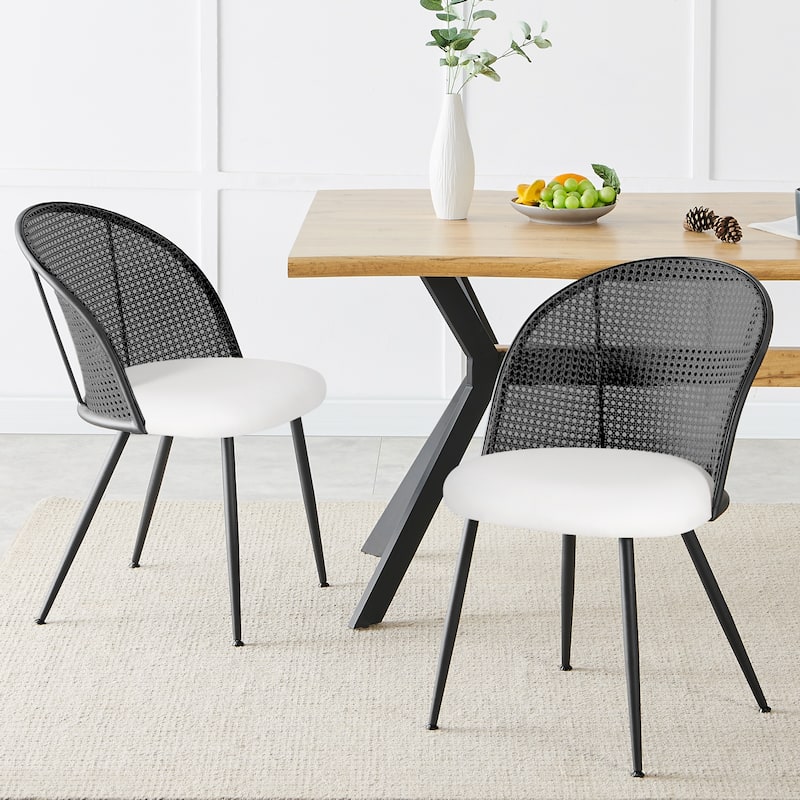 Modern Upholstered Rattan Dining Chairs Set of 2/4