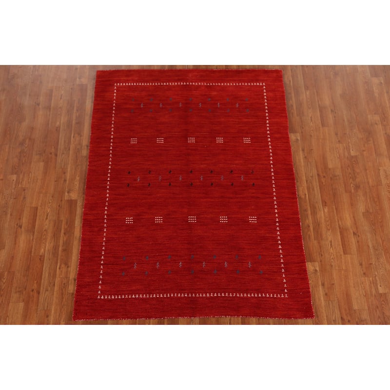 Hand Knotted Oriental 100% Wool Carpet Tribal Tribal Oranges & Rust Gabbeh Area Rug - 6' 5'' X 4' 8''