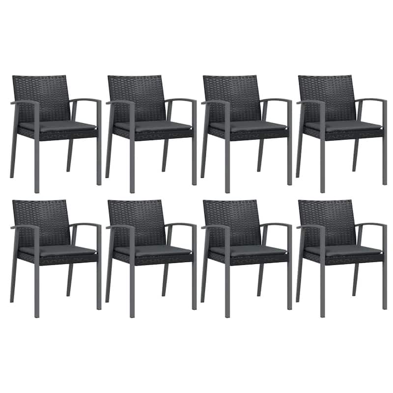 vidaXL Patio Dining Set Table and Chair with Cushions Poly Rattan and Steel