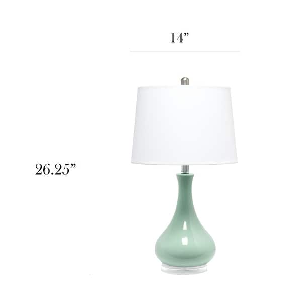 dimension image slide 1 of 4, 26.25 in. Aqua Ceramic Tear Drop Shaped Table Lamp
