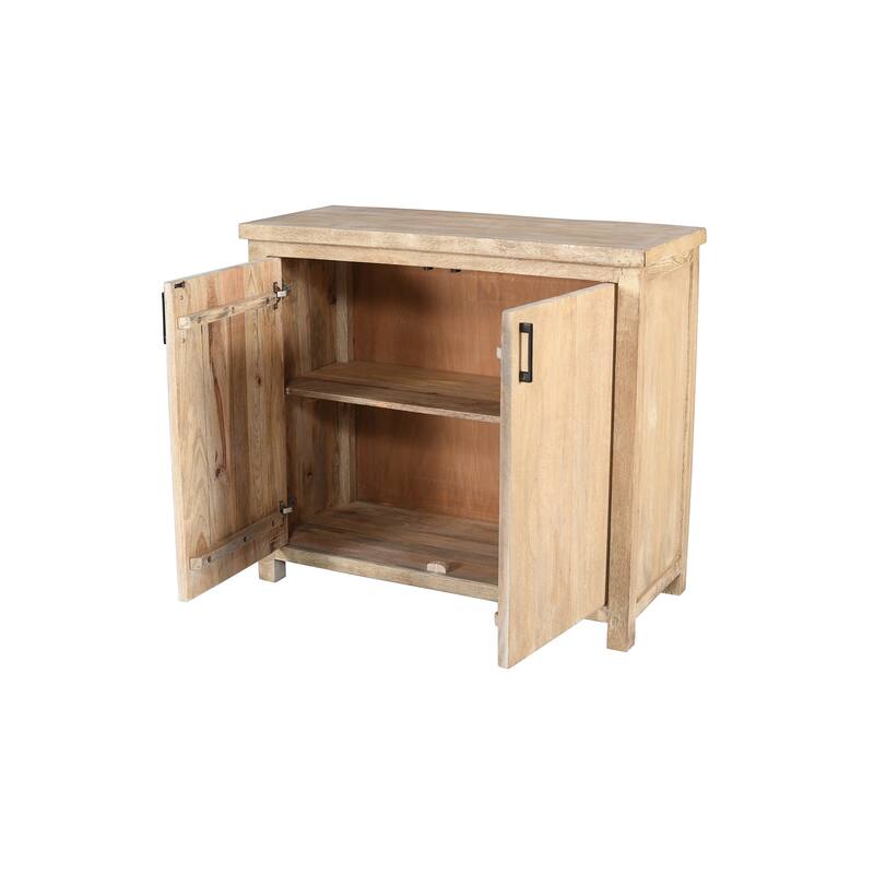 Traditional Two Door Wooden Sideboard 40.5" X 17.5" X 36" Handcrafted Solid Wood Natural Heirloom finish - 40.5" X 17.5" X 36"