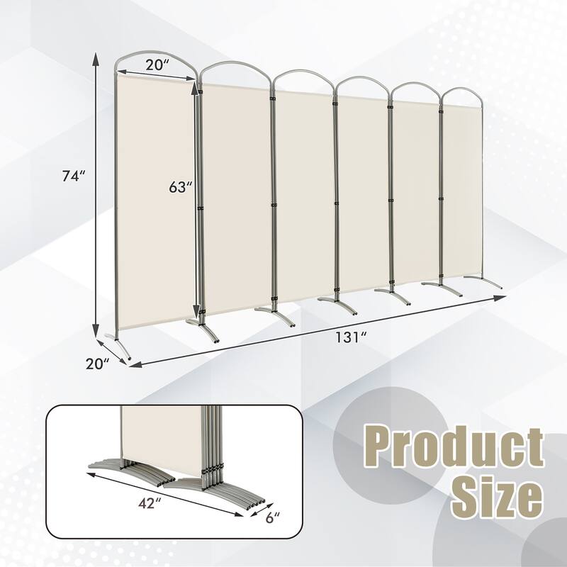 Costway 6 Panels Folding Privacy Screen 6 Ft Tall Fabric Privacy