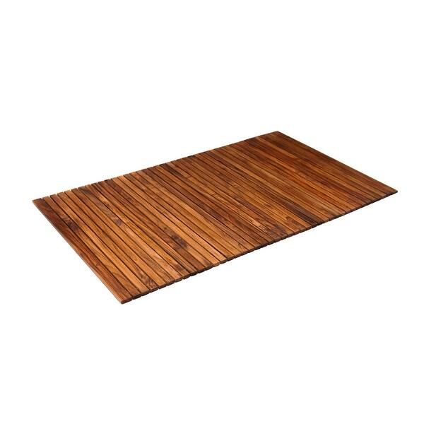 Nordic Style Framed Oiled Teak Wood Shower Mat (23.6 x 17.7)