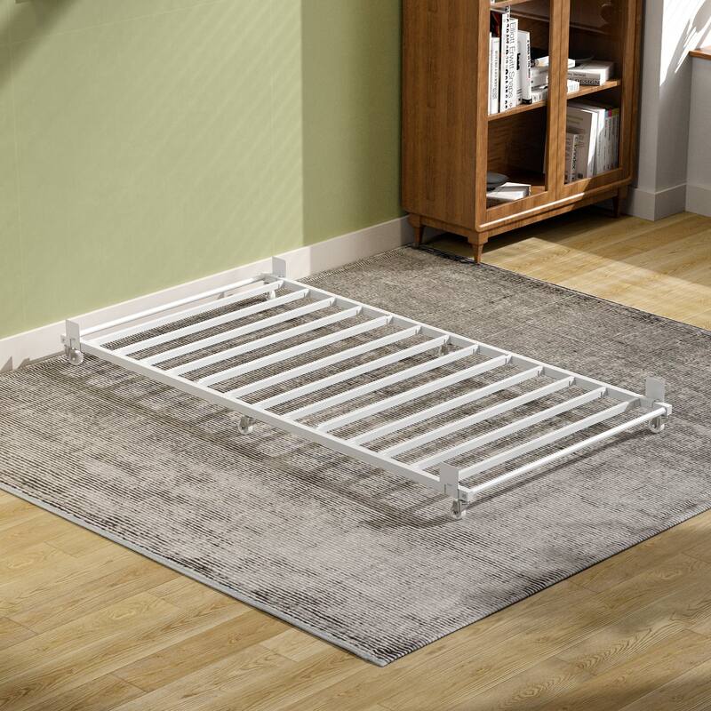 Javlergo White Modern Daybed with Trundle PU Leather Wood Headboard featuring AC USB Outlets for Living Room Bedroom Guest Room