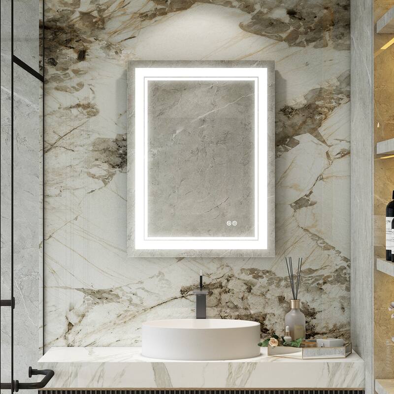 Retangular Wall Mounted LED Bathroom Mirror With Touch Switch Memory Mirror Anti-Fog (Horizontal/Vertical)