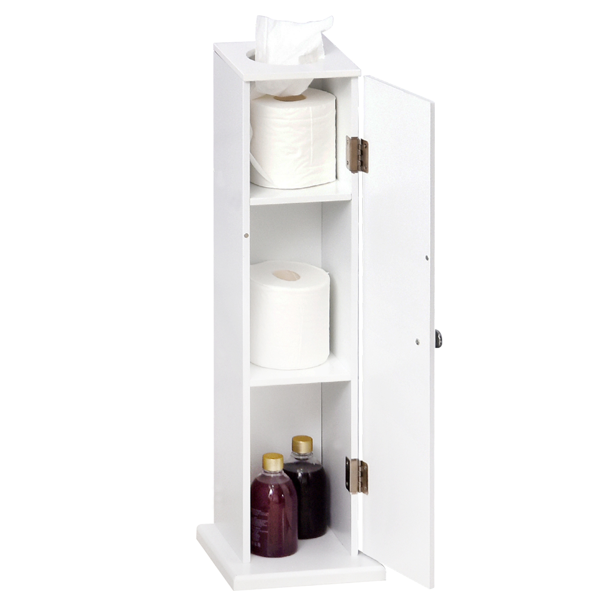 HomCom Vertical White Bathroom Storage Cabinet 7.75 7.75 25.75