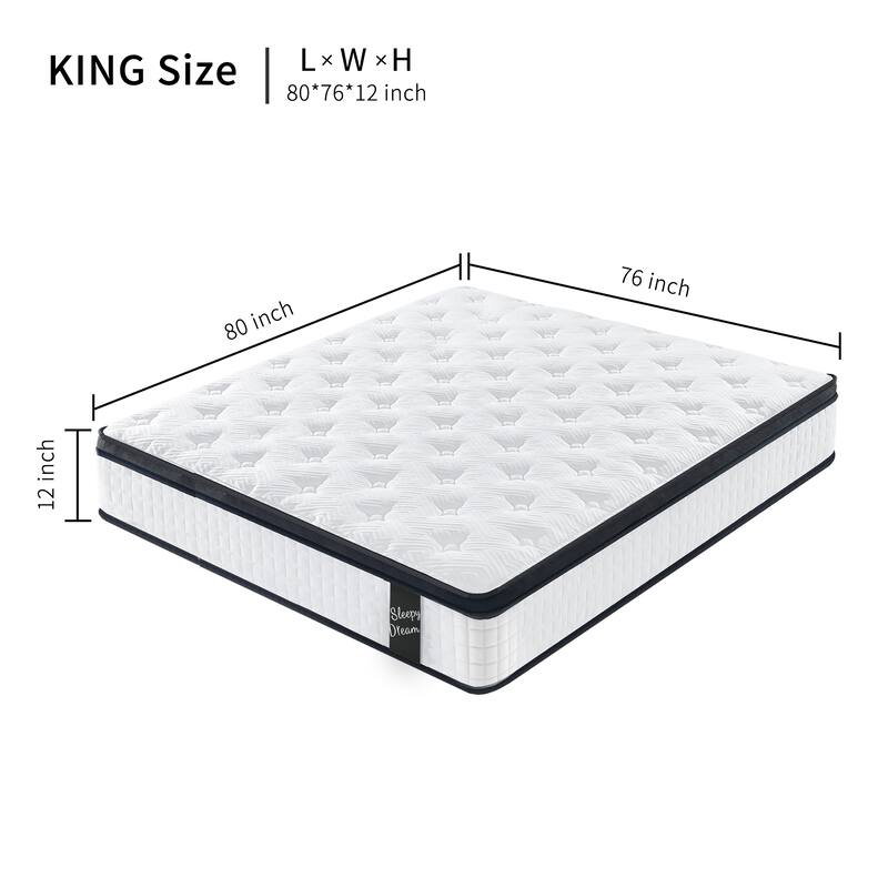 12 Inch 7-Zoned Cool Memory Foam Individual Pocket Spring Hybrid Mattress