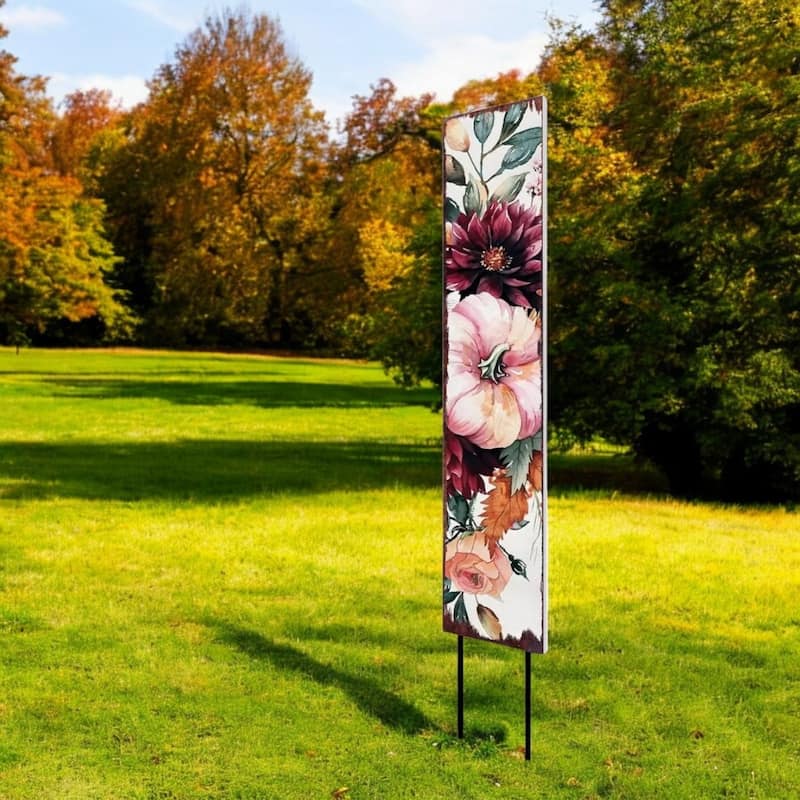 HomeRoots 42" Green Orange And White Solid Wood Pumpkin Garden Stake - Green/Orange/White - Wood