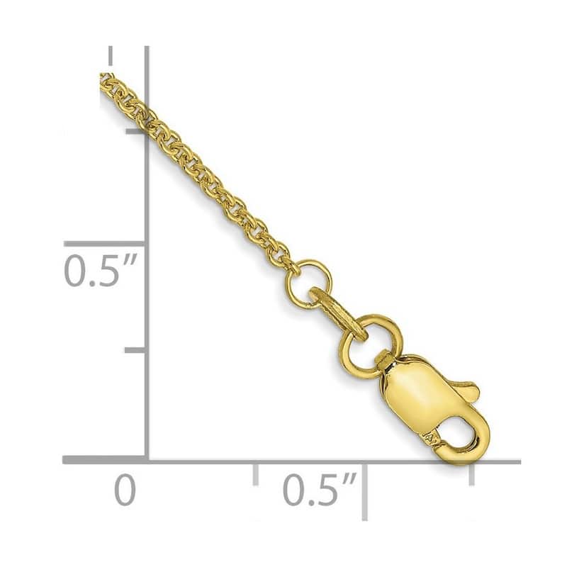 Curata 10k Yellow Gold 9-inch 1.5mm Diamond-cut Cable Chain Anklet