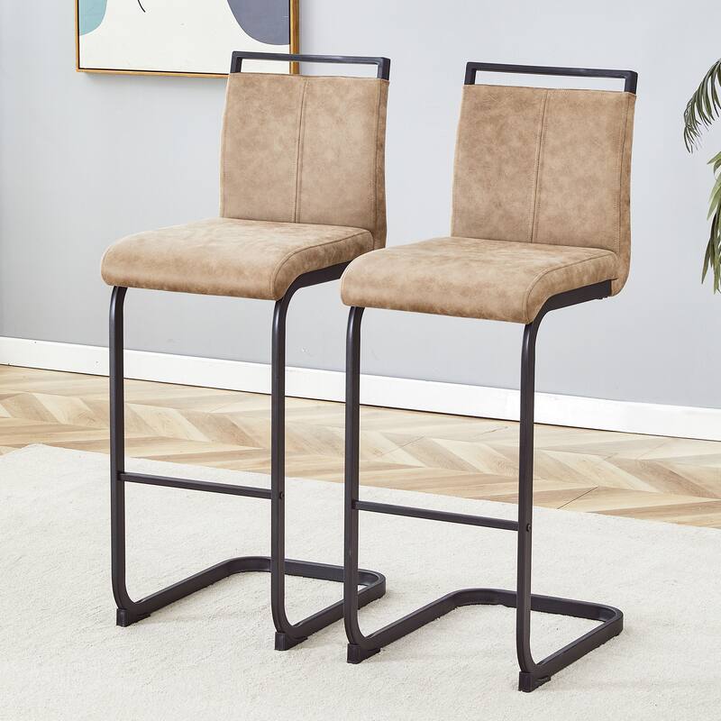 42.5 Inch Tall Brown Tech Fabric Bar Stool - A Perfect Combination of Modern Design, Comfort, and Stability