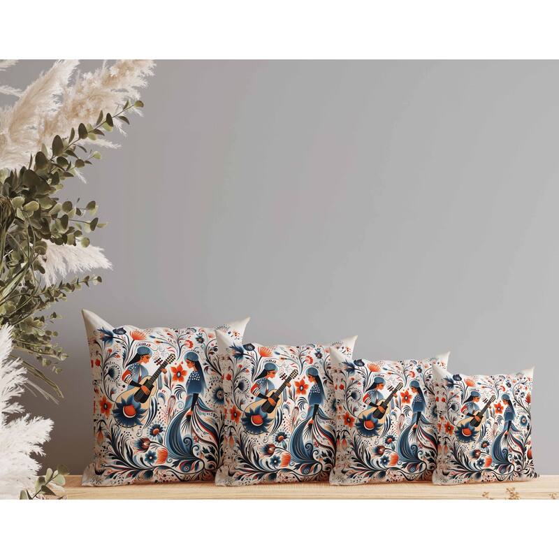 Musical Farry Indoor/Outdoor Reversible Throw Pillow Blue and Orange