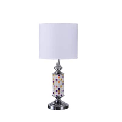 Contemporary 24" Silver Table Lamp with White Drum Shade and E26 Bulb Socket Chrome Metal Base - 24" H x 11" W x 11" D