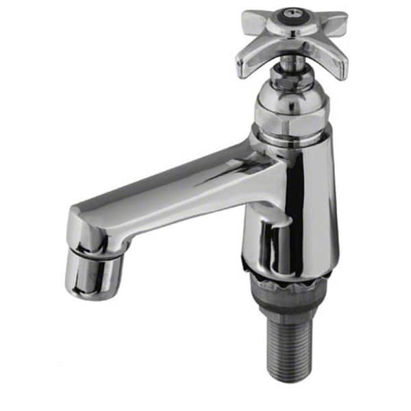 slide 2 of 2, T and S Brass Sill Faucet with 1/2" NPS Male Shank, Cross Handle and