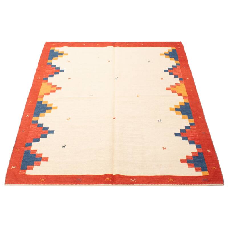 ECARPETGALLERY Flat-Weave Kashkuli Cream Wool Tapestry Kilim - 5'9 x 7'5