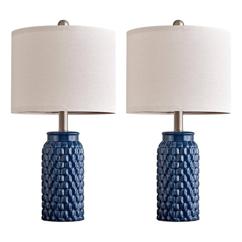 Modern Ceramic Bedside Lamp Set of 2 for Bedroom Decor Farmhouse
