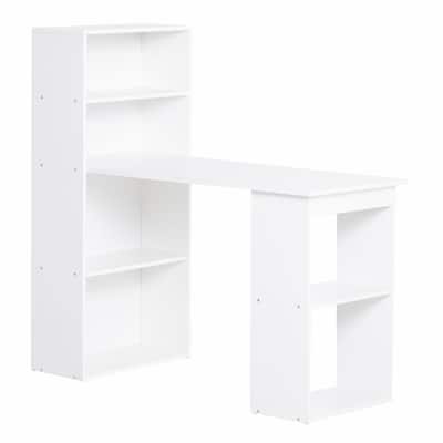 Modern Home Office Desk with 6-Tier Storage Shelves