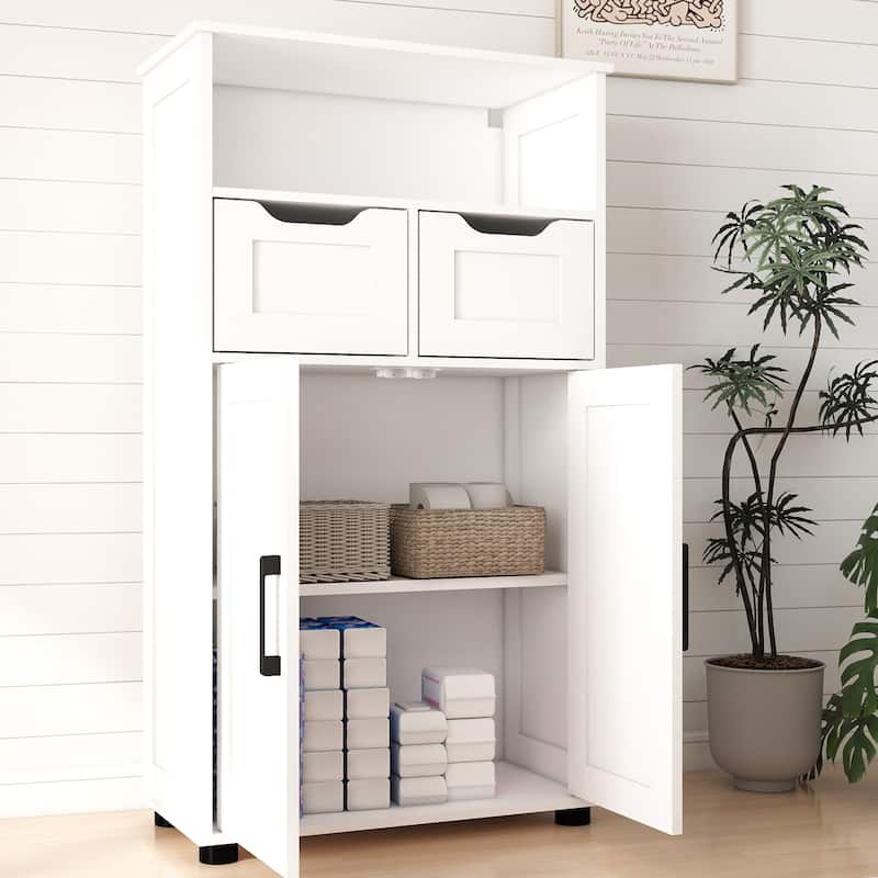 Farmhouse Storage Cabinet ,Versatile Double-Door Storage Cabinet with Adjustable Shelves