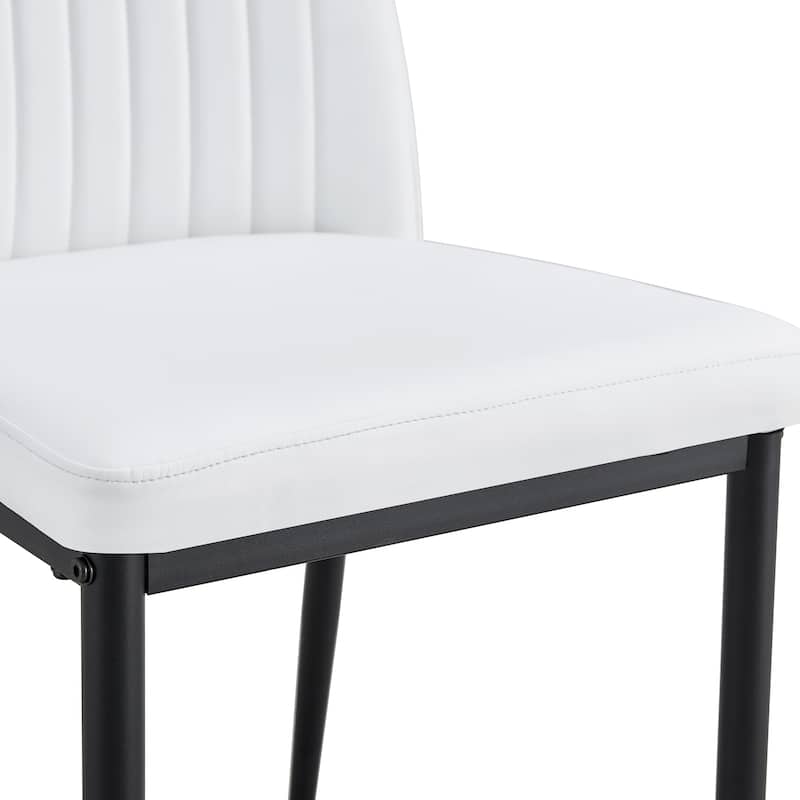 Modern Dining Chairs Set of 6, with PU Upholstered Seat and Metal Legs