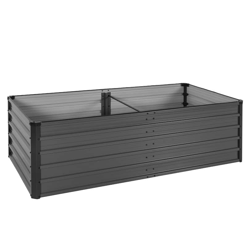 Rectangular Galvanized Raised Garden Bed Planter Box, Dark Gray
