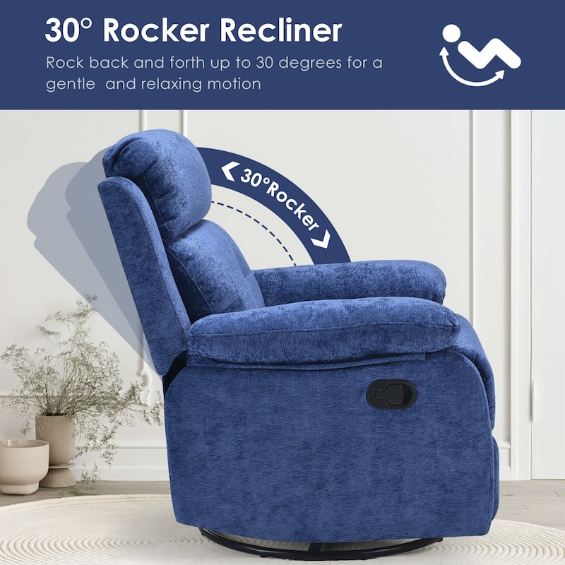 Small Rocker Swivel Recliner Chair for Adults Women for Small Spaces, Bedroom, Living Room