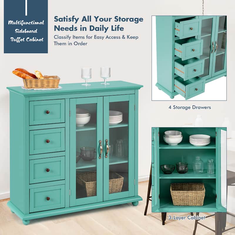 Costway Buffet Sideboard Table Kitchen Storage Cabinet w/ Drawers &