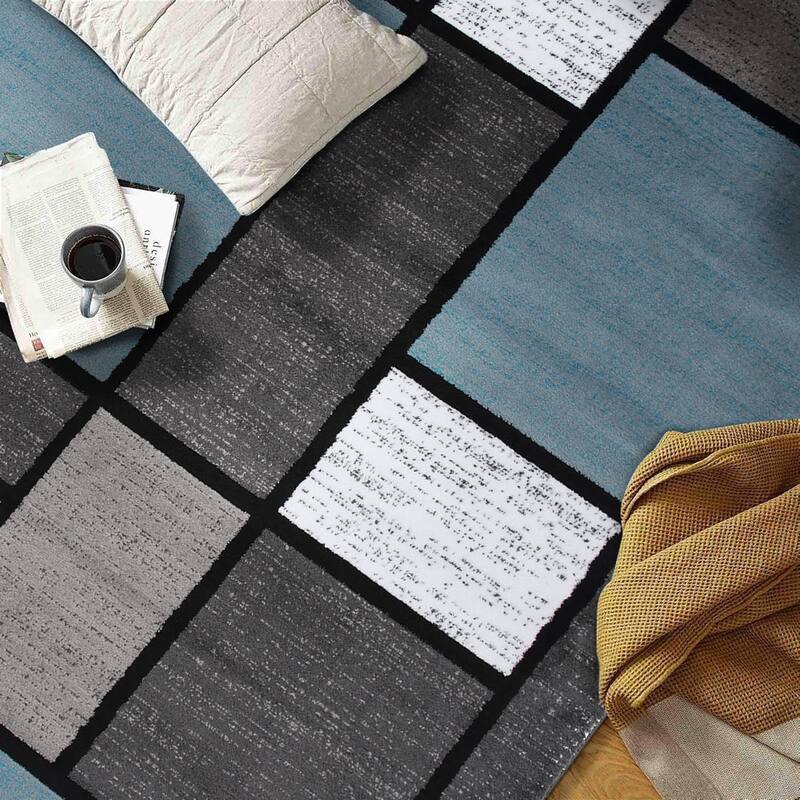 World Rug Gallery Contemporary Modern Boxed Color Block Area Rug