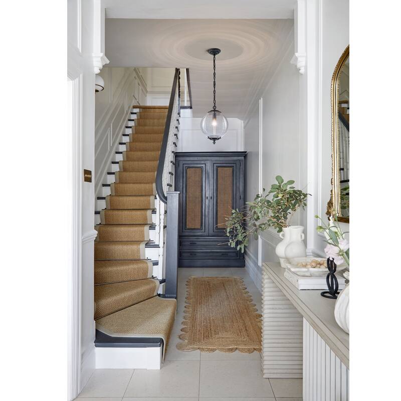 Industrial 1 - Light 11.8" W Retro French Globe Glass Pendant For Kitchen Island