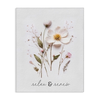 Stupell Pressed Flower Relax & Renew Canvas Wall Art Design By Lettered ...