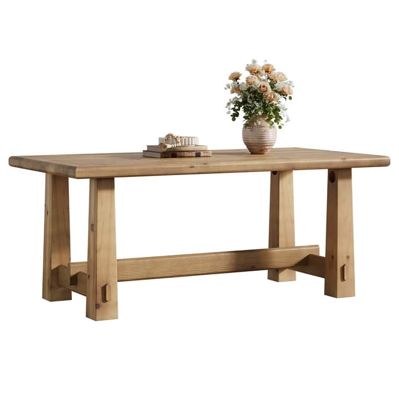 47-Inch Sturdy Rectangular Solid Wood Coffee Table