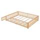 Twin/Full/Queen size Floor Platform Bed with Fence and Door for Kids, Toddlers