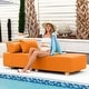 preview thumbnail 1 of 9, Jaxx Alvy Outdoor Sun Lounger - Luxurious Sunbed with Wood Feet Sunbrella Tangerine