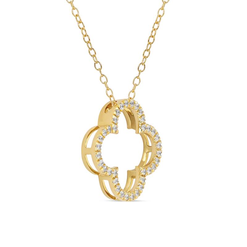 1/6ct - 1ct TDW Diamond 14K Gold Open Clover Pendant Necklace for Women