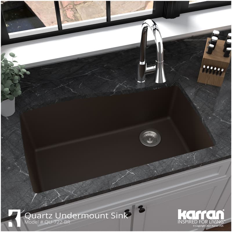 Karran USA QU-722 Quartz QU 33-1/2" Undermount Single Basin Quartz
