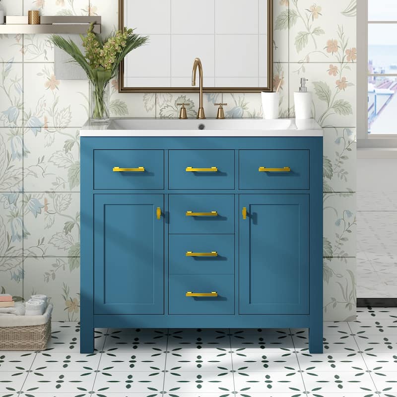 Storage Cabinet for Bathroom Vanity Set with 4 Drawers and 2 Cabinets
