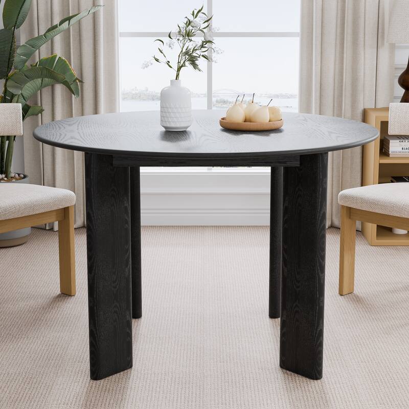 Solid Wood Farmhouse Dining Table Round Wood Top for Modern Dining Rooms & Family Gatherings