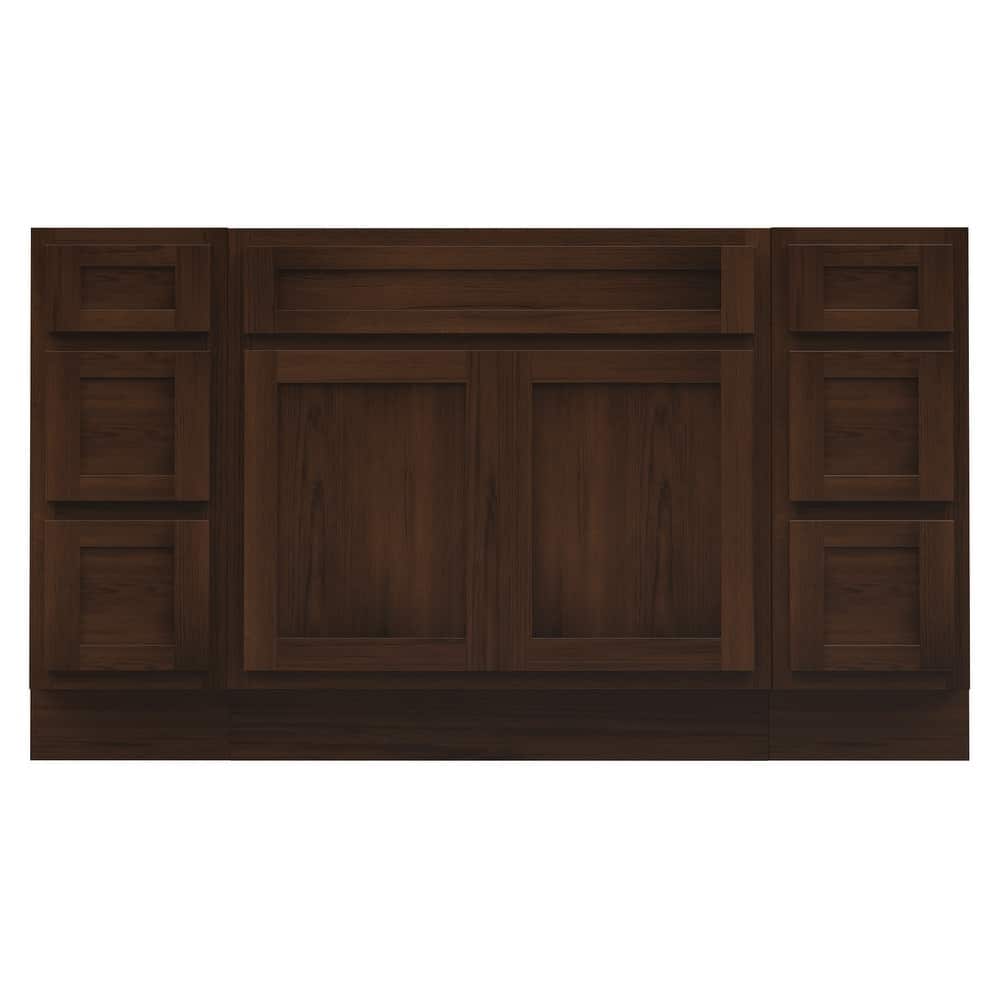 Vanity Art 63" Oak Freestanding Bathroom Vanity Cabinet without Top