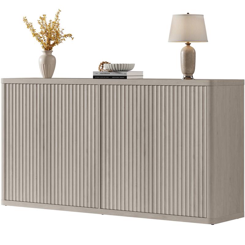 66.3W"Storage Cabinet with Adjustable Shelves - Off White - 66.3x34.2x15.5