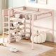 preview thumbnail 2 of 7, Full Size Metal Loft Bed with 4-Tier Shelves and Storage, Pink