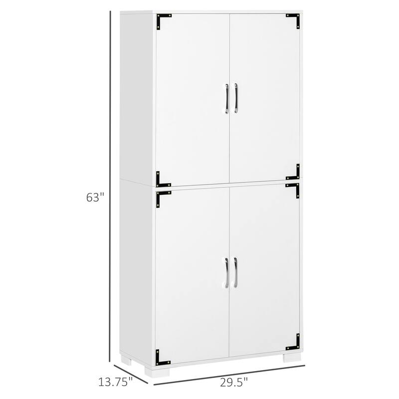 White Coastal Kitchen Hutch Cabinet with Drawer Adjustable Shelves and Rubberwood Countertop - 26.75" L x 15.5" W x 67" H