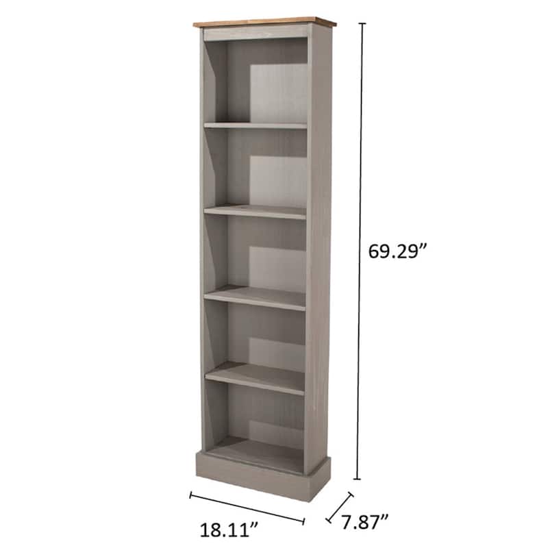 Wood Bookcase Tall Narrow Corona Collection | Furniture Dash