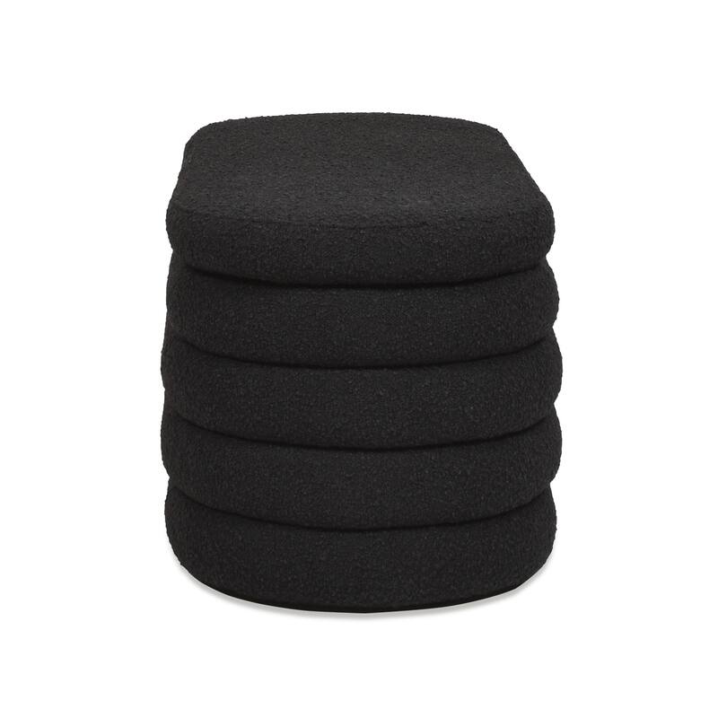 Fuji 49" Boucle Faux Sherpa Upholstered Tufted Oval Storage Bench